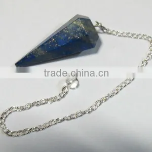 6-Facet Natural Lapis Stone Pendulums thumbnail-1