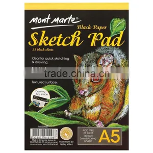 Mont Marte Black Paper Sketch Pad 25 Sheet 140gsm A5 thumbnail-1
