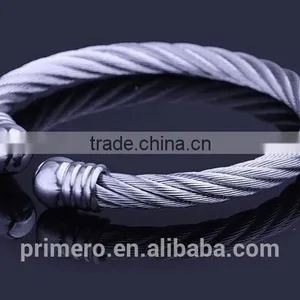 NEW Design Silver With 18K Gold Cable Cuff Bangles Classics Bracelet thumbnail-4