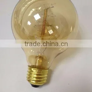 Amber Glass Vintage Globe Edison Lamp Incandescent Bulbs Deocoration Brass Base thumbnail-1