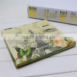 Flower Paper Napkin Butterfly Festive & Party Eiffel Tower Tissue Napkins Decoration 20pcs/pack 33X33CM thumbnail-1