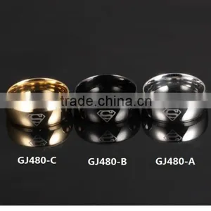 OEM Service Wholesale 316L Stainless Steel 18K Gold Plated Superman Wedding Rings thumbnail-5
