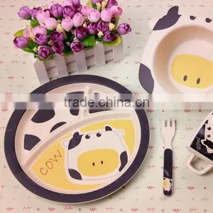 Eco-friendly Kids Dinnerware Set- Cow Design thumbnail-3