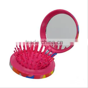 Customized Logo Girls Pocket Makeup Compact Mirror With Comb thumbnail-1