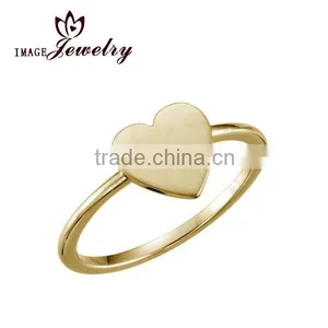 925 Sterling Silver Gilded Heart Plain Ring thumbnail-1