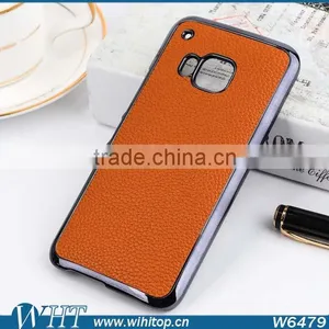 Wholesale Cell Phone Case for HTC M9 Back Cover, Litchi Skin Leather for HTC M9 Case Gold thumbnail-2