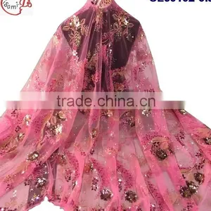 CL60102 July Latest Modern Transparent Breatheable Lace Fabric Fantastic Embroidery Sequins Shiny Eyecatching Net French Lace thumbnail-3