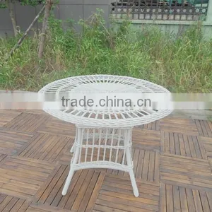 NEW DINING WHITE ROUND RATTAN TABLE thumbnail-1
