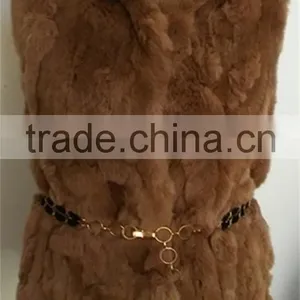Rabbit Fur Jacket Raccoon Fur Collar Coat Outwear Garment Women Warm thumbnail-3