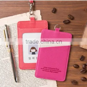 Neck Strap Lanyard ID Window Card Case Badge Leather Card Holder thumbnail-3