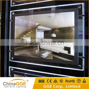 Slim Indoor Wall Hanging Backlit Crystal Advertising Light Box Window Display Real Estate Light Pockets thumbnail-3