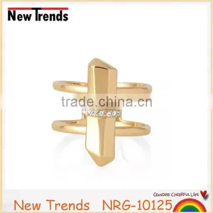 Costum Simple Gold Plated Rhinestone Finger Ring Jewellery thumbnail-2