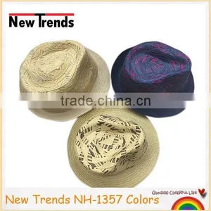Red Fabric in Purple Straw Hat Handmade Straw Hat thumbnail-2