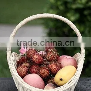 Rattan Storage Fruit Basket With Long Handle for Picnic. thumbnail-1