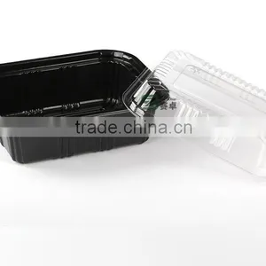 Black Plastic Rectangle Food Container / Disposable Sushi Box /plastic Storage Box thumbnail-2