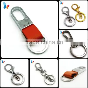 Custom Made Authentic Leather Metal Key Chains With Metal Ring thumbnail-1