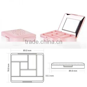 Retangular Pink Pressed Powder Case With Mirror thumbnail-2