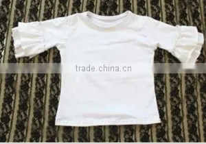 Solid Color T-shirt Long Sleeve Ruffle Shirt Half Sleeve Ruffle Shirt in Many Colors for Wholesale Children's Boutique Clothing thumbnail-5