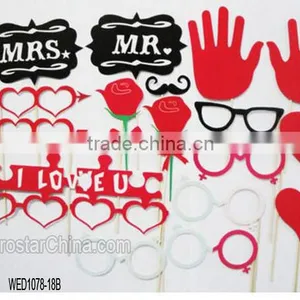 22pcs Wedding Birthday Party Supply Fun Mustache Lip Tie Glasses Hat On A Stick DIY Photo Booth Props thumbnail-2