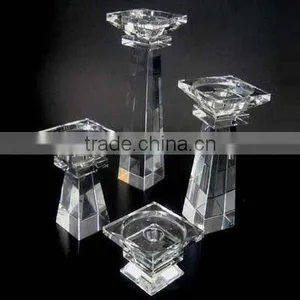 Clear Crystal Pillar Candle Holder thumbnail-1