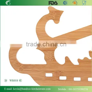 WR018/China Manufacturer Bamboo Wine Rack Wooden Beverage Display Rack Wholesale Decorative Stainless Steel Rack thumbnail-4