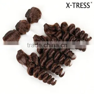 18inch Fumi Medium Brown 4 3 Pcs Good Quality High Tempreture Fibre Synthetic Hair Weft Bundle Weaves thumbnail-1