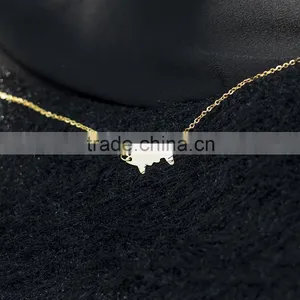 Stainless Steel Small Size Interchangeable Gold Shark Pendant Necklace thumbnail-2