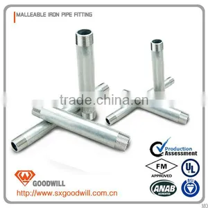 1/8''-8'' NPT Black / Galvanized Male Thread Barrel Long Double Thread Nipples thumbnail-2