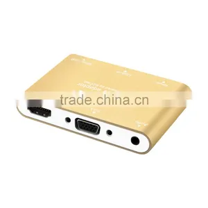 1080P HDMI And VGA+Audio Dual Display Converter Digital AV Multiport Adapter Golden thumbnail-2