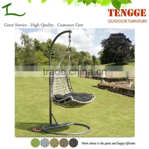 TG15-0141 Half Moon Shape Grey Color Outdoor Synthetic Wicker Swing thumbnail-1