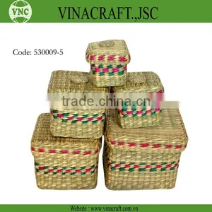 Vietnam Lidded Seagrass Basket thumbnail-1