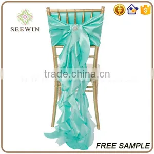 Chiffon Ruffled Banquet Chair Cover for Wedding Party thumbnail-2