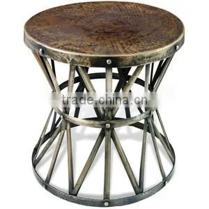 Hand Hammered Metal Side Stool thumbnail-3