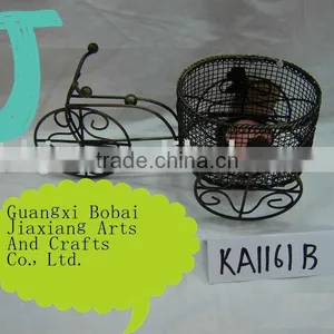 Black Iron Wire Car Shaped Wine Bottle Basket Home Decor thumbnail-1