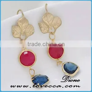 Fashion EarringJewelry Shinney Gemstone Hoop Earring With 18K Gold Plated thumbnail-5