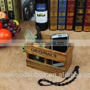 Hollow Out Two Grid Wooden Pencil Holder or Storage Box thumbnail-3