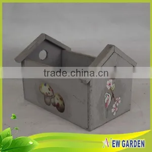 Modern Outdoor White Wood Planter,House Shape Flower Pot thumbnail-6