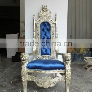 Wedding Stage Bride and Groom King Throne Chair With Lions Armrest thumbnail-4