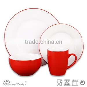 Bicolor Pink 16pcs Dinnerware Set Fashion Round Solid Color thumbnail-3