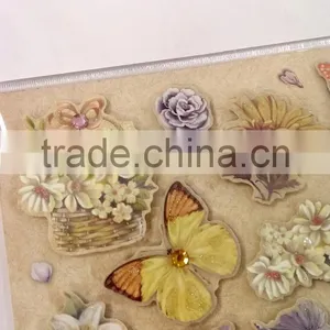 Butterfly & Rose Design Sticker in Colors, 3D Popular Design Decorative Glitter Sticker With Gems/Rhinestone thumbnail-4