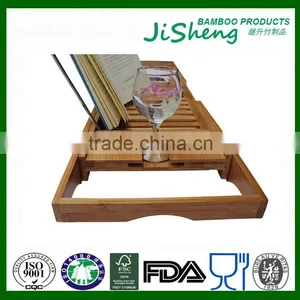 Bamboo Bathtub Caddy Tray With Extending Sides and With Waterproof Cloth thumbnail-5