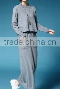 2016 New Latest Spring Autumn Women 2 Pieces Suits Loose Sweater Pullover Plus Skirt thumbnail-6