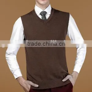 2016 New Autumn Winter Warm Cashmere Sweater Vest Men Classic Sleeveless Wool Solid Color Jersey Casual V-Neck Pullover thumbnail-3