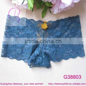 Sexy See-through Lace Boyshorts Underwear With Satin Bow thumbnail-1