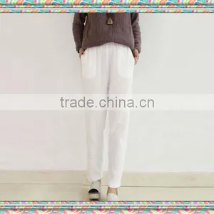 2014 Fashion Hot Selling Ladies White Cotton Pants thumbnail-1