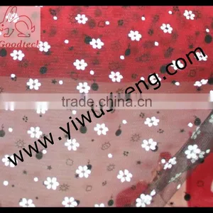 White Flower in Black Tutu Tulle, 100% Polyester Tutu Tulle, Garment Fabric thumbnail-1