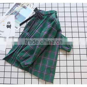 2-8 Years 2017 New Wholesale Autumn Cotton Full Sleeve Bow Plaid Girls Blouses thumbnail-5