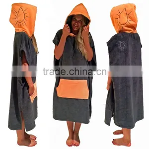 Custom Cotton Plain Adult Hooded Poncho Beach Towel thumbnail-3