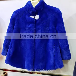 PUre Colour Factory Supply 2017 Woman Real Rex Rabbit Fur Winter Coat Jacket With Seven Sleeve Pc-263 thumbnail-5
