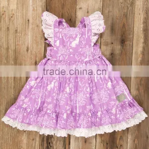 Little Girls Easter Bunny Purple Vintage Style Pinafore Lace Twril Holiday Dress thumbnail-5